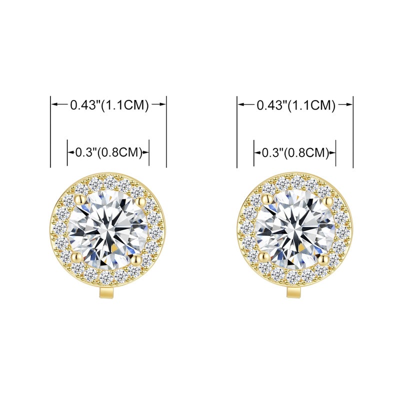 YOQUCOL Bright 8MM Cubic Zirconia Crystal Clip On Stud Earrings Round Golden Non Pierced Earrings For Women - Image 2