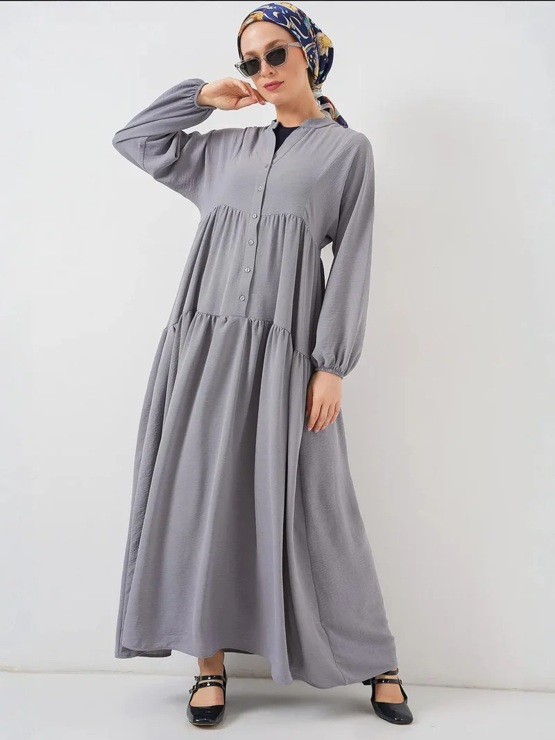 BIG DART BDART V-Neck Button Closure Relaxed Fit Maxi Dress