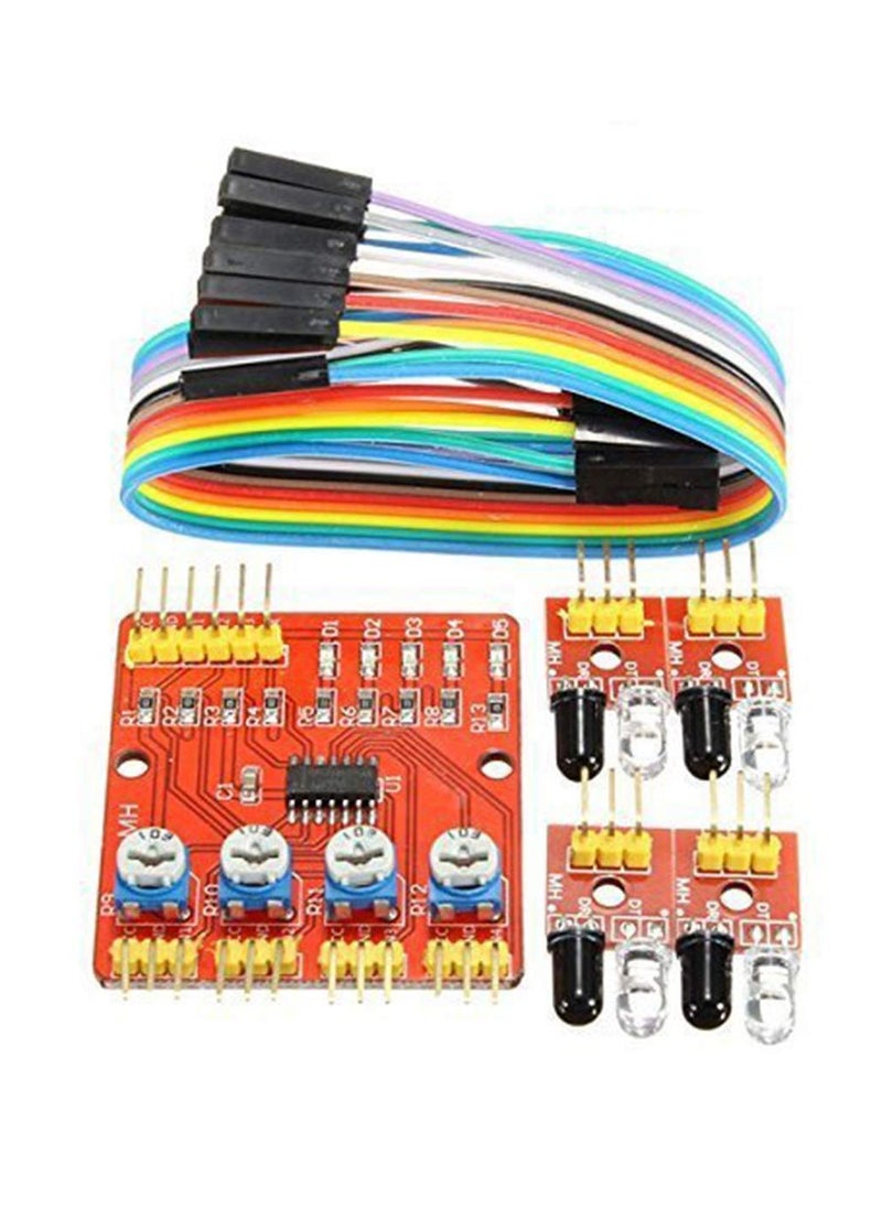 Generic - 4 Channel Infrared Tracking Sensor Module IR Line Patrol Smart Car Compatible with Arduino - Image 1
