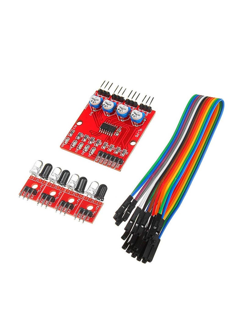 Generic - 4 Channel Infrared Tracking Sensor Module IR Line Patrol Smart Car Compatible with Arduino - Image 1