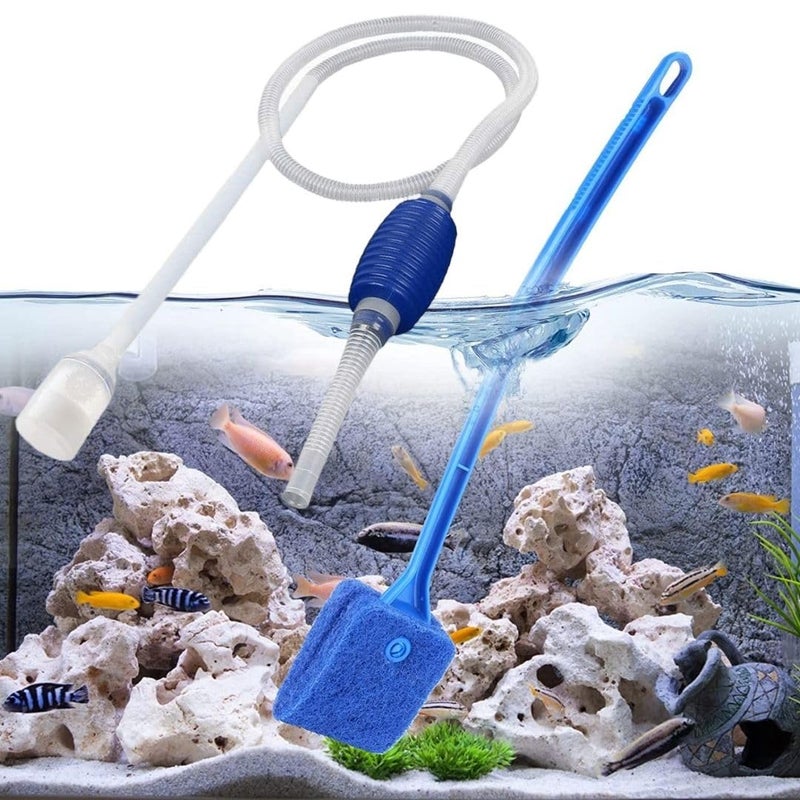 VAYINATO ® Aquarium Fish Tank Water Changing & Gravel Cleaning Syphon and Fish Tank Blue Algae Cleaner Sponge by Petzlifeworld - Image 1