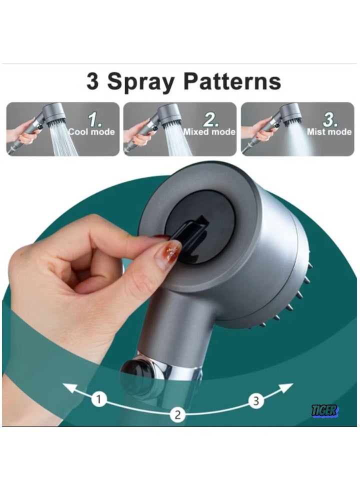 TIGER - Shower Head with Handheld – High Pressure 3 Spray Mode Showerhead with On/Off Valve, Adjustable Handheld Shower for Bathrooms, Ideal for Adults, Children, and Pets, Easy to Install, Chrome Finish – Comfortable, Versatile, and Efficient Water Flow - Image 1