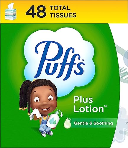 Puffs Plus Lotion Facial Tissue, 1 Cube Box, 48 Tissues Per Box - Image 1