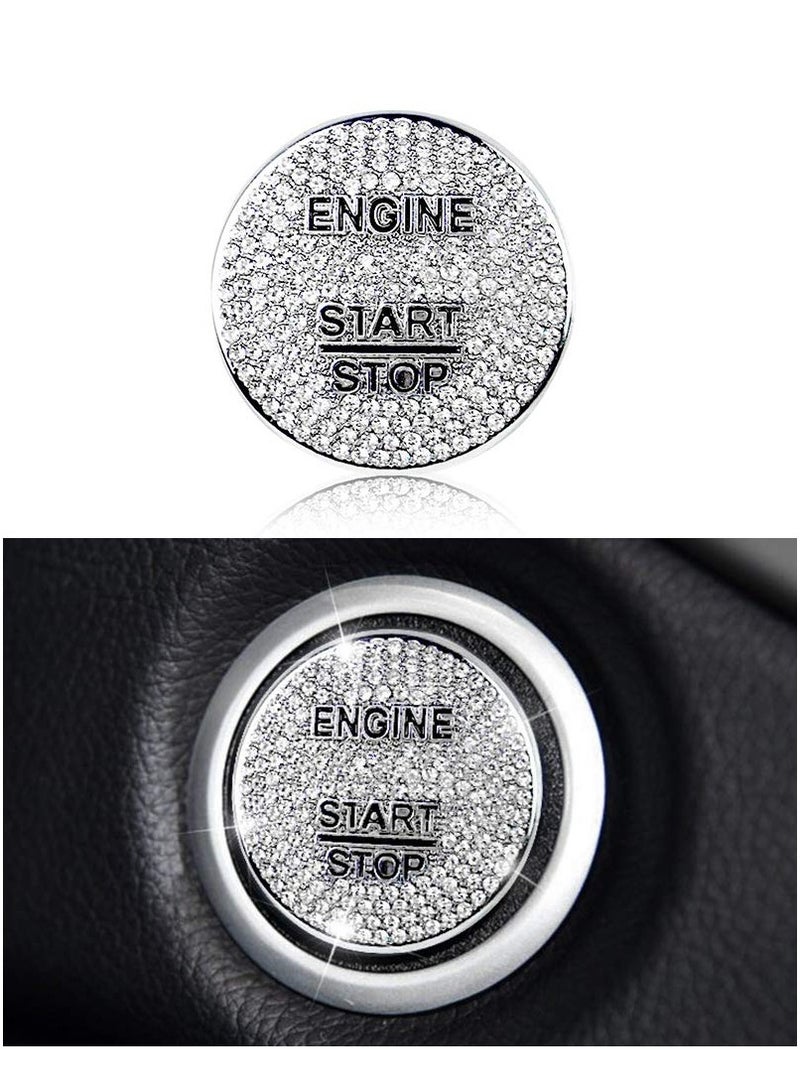 SYOSI Suitable for Mercedes-Benz Interior Accessories Bling Engine Start Stop Button Cover Ignition Button Cap Metal Decal Sticker for C E S M CLA CLS GLA GLC GLE GLK GLS Class - Image 1