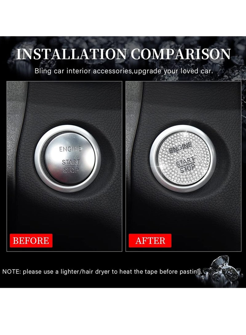 SYOSI Suitable for Mercedes-Benz Interior Accessories Bling Engine Start Stop Button Cover Ignition Button Cap Metal Decal Sticker for C E S M CLA CLS GLA GLC GLE GLK GLS Class - Image 3