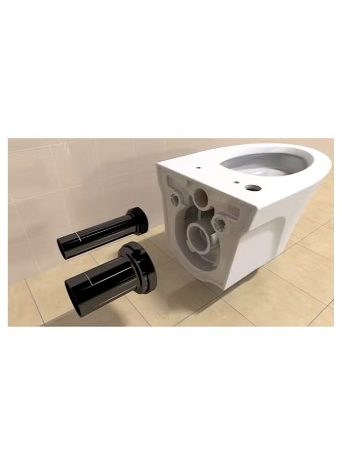 50cm Concealed Flush Extension for Wall-Mounted Toilet, Straight Flush Pipe Made of Easy-to-Clean PVC and Attractive Black Color - Image 5