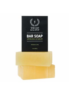 Zeus Body & Face Bar Soap, Natural Skin Hydrating & Balancing Soap for Face & Body Wash (Made in USA) 2 PACK Verbena Lime  - Image 1