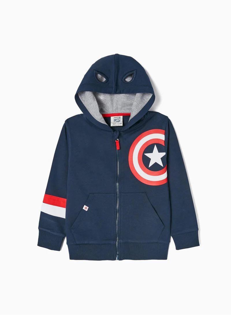 Zippy Zippy Captain America Cotton Jacket With Hood For Boys