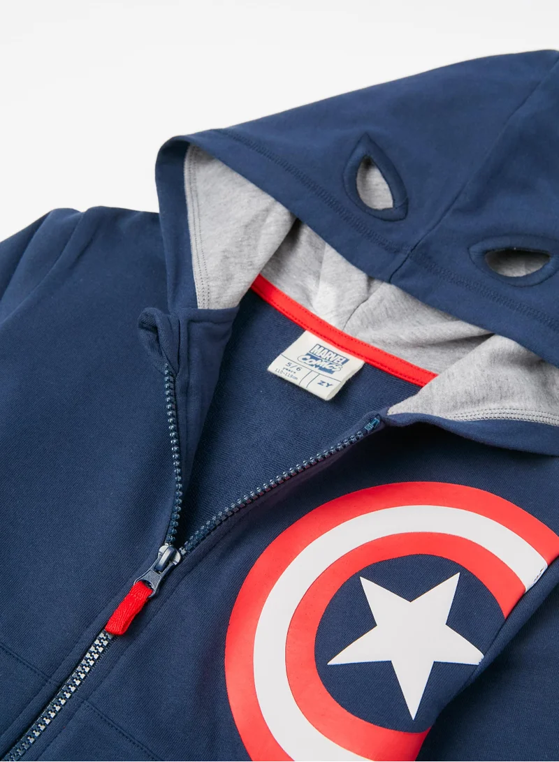 Zippy Zippy Captain America Cotton Jacket With Hood For Boys