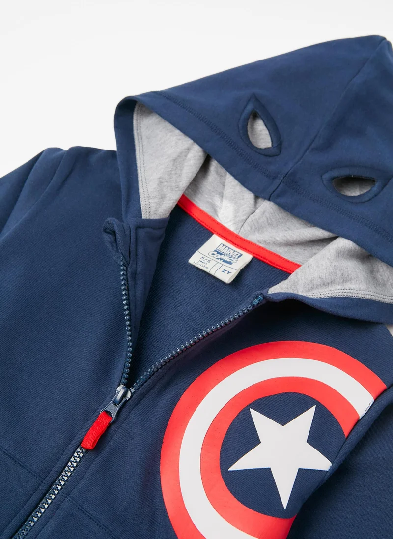 Zippy Zippy Captain America Cotton Jacket With Hood For Boys