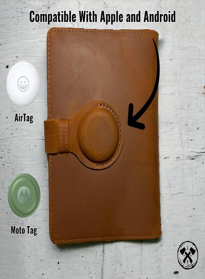 Lumberjack Plaid Genuine Leather AirTag and Moto Tag Passport Holder and Wallet for Men and Women RFID Blocking for Secure Traveling and Documentation Organizer (Brown) - Image 5