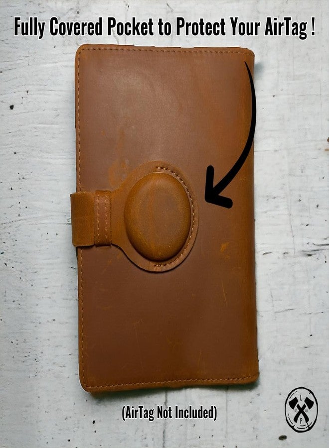 Lumberjack Plaid Genuine Leather AirTag and Moto Tag Passport Holder and Wallet for Men and Women RFID Blocking for Secure Traveling and Documentation Organizer (Brown) - Image 3