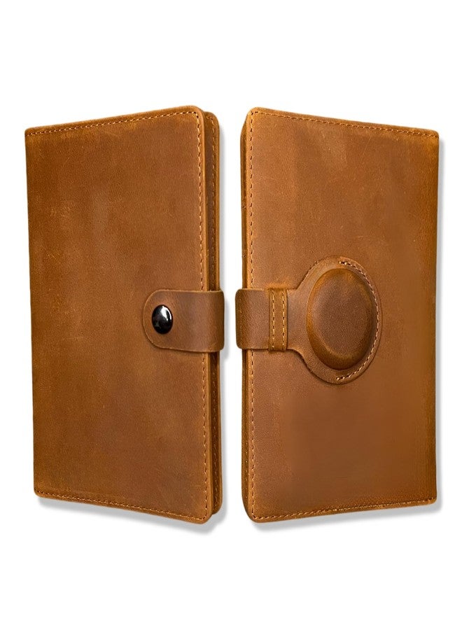 Lumberjack Plaid Genuine Leather AirTag and Moto Tag Passport Holder and Wallet for Men and Women RFID Blocking for Secure Traveling and Documentation Organizer (Brown) - Image 1