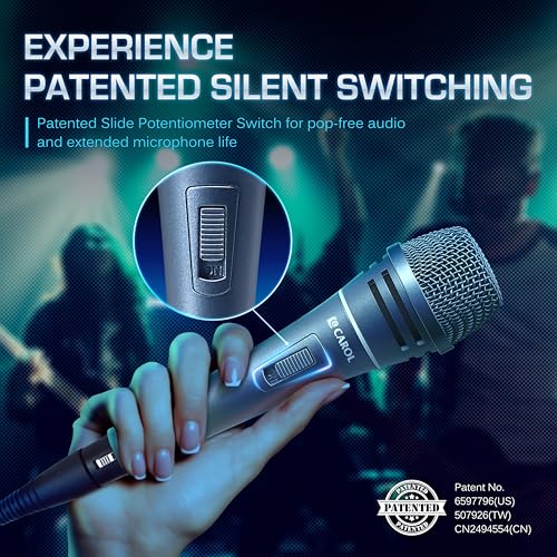 CAROL Sigma-plus2 XLR Wired Vocal Microphone – Dynamic Supercardioid Mic with Dual Shock Mount Tech for Singing, Rock & Metal Band Performances, Includes Mic Clip, 14.8ft XLR Cable & On/Off Switch - Image 5