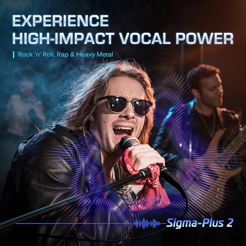 CAROL Sigma-plus2 XLR Wired Vocal Microphone – Dynamic Supercardioid Mic with Dual Shock Mount Tech for Singing, Rock & Metal Band Performances, Includes Mic Clip, 14.8ft XLR Cable & On/Off Switch - Image 2