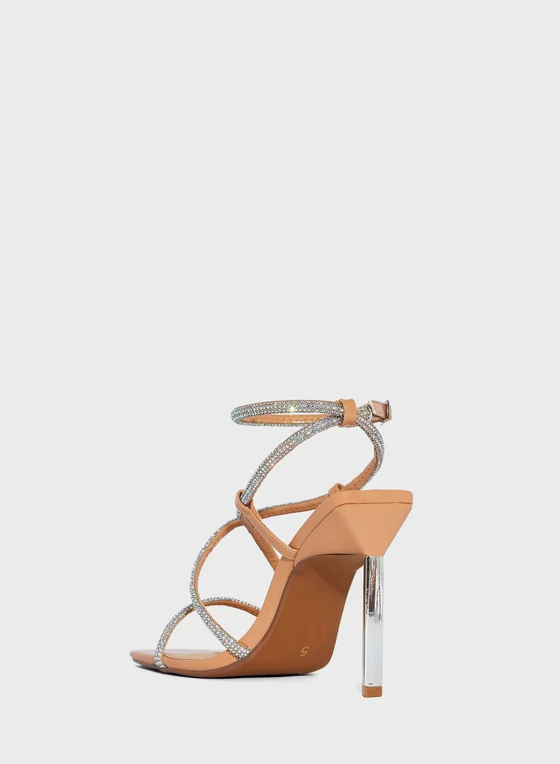 RIVER ISLAND Embel Metal Heel Barely There Sandals