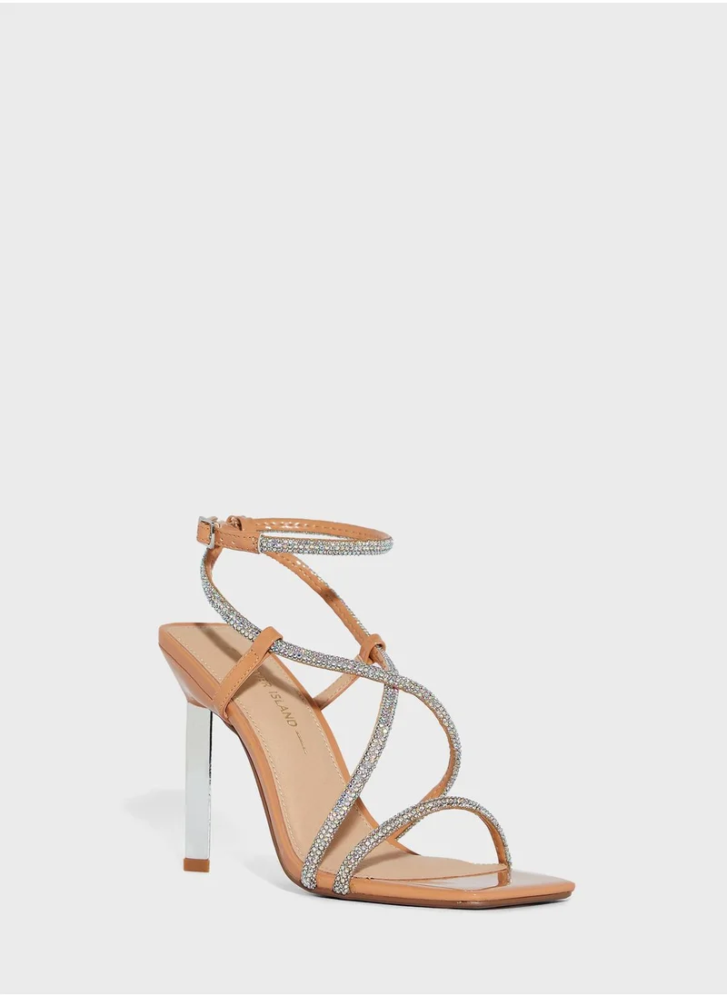 RIVER ISLAND Embel Metal Heel Barely There Sandals