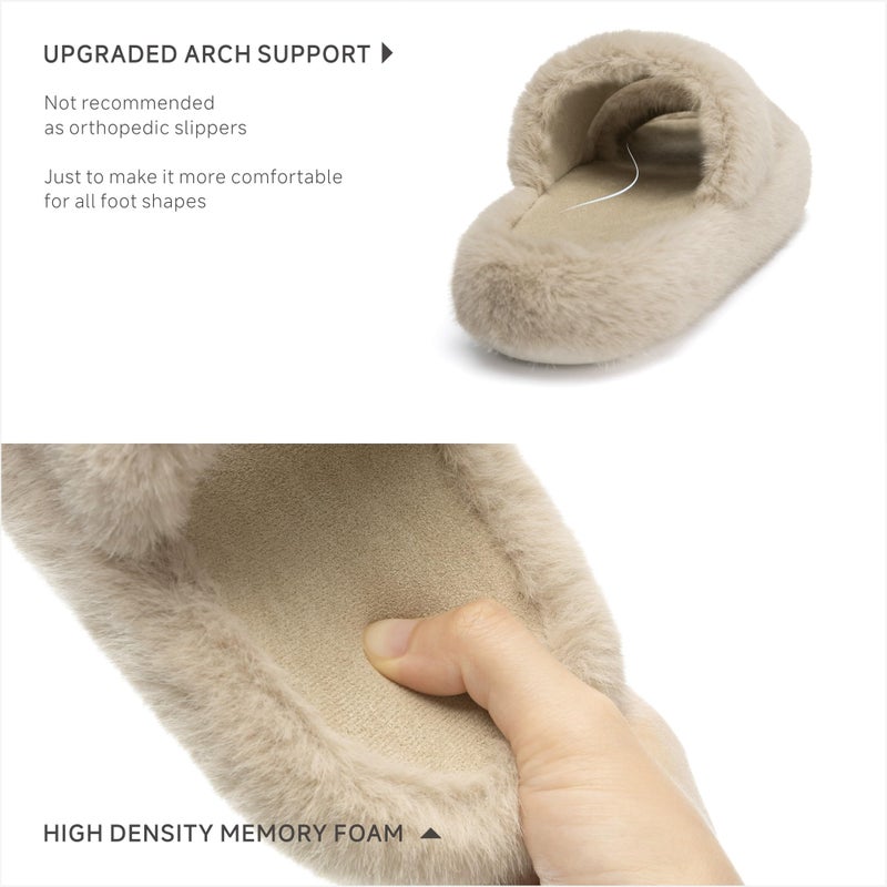 Chantomoo Women's Slippers Memory Foam Slippers for Women Fuzzy Comfy Faux Fur House Furry Indoor Open Two Bands Gift Slippers CamelSize 7 8 6.5 - Image 4