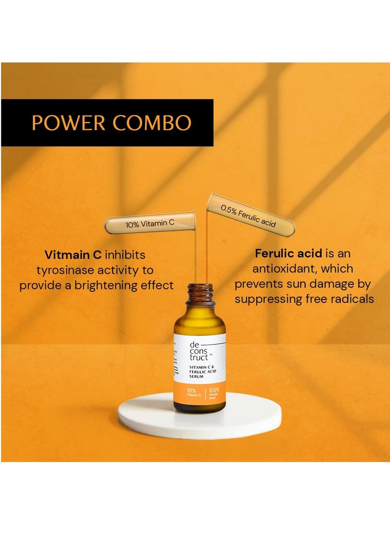 Deconstruct 10% Non-Irritating Vitamin C Face Serum For Glowing Skin|10% Vitamin C + 0.5% Ferulic Acid|Water Based Serum|Highly Stable Vitamin C Face Serum For Women And Men|Beginner Friendly|30 Ml  - Image 3