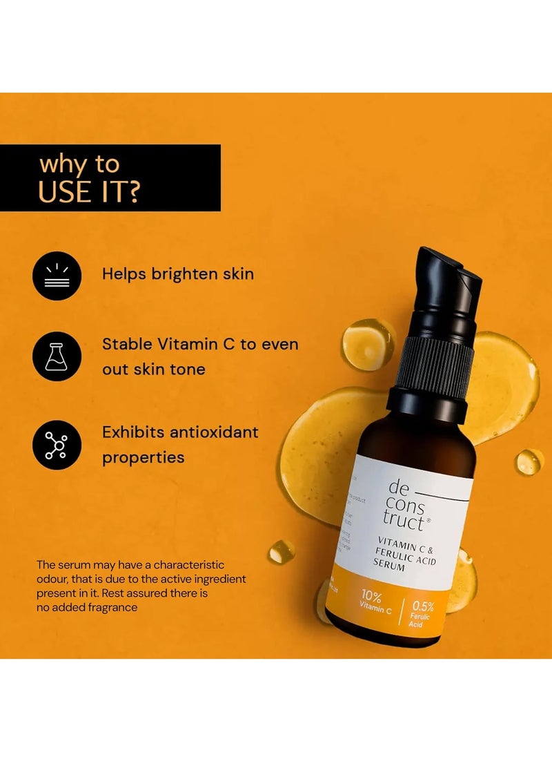 Deconstruct 10% Non-Irritating Vitamin C Face Serum For Glowing Skin|10% Vitamin C + 0.5% Ferulic Acid|Water Based Serum|Highly Stable Vitamin C Face Serum For Women And Men|Beginner Friendly|30 Ml  - Image 5