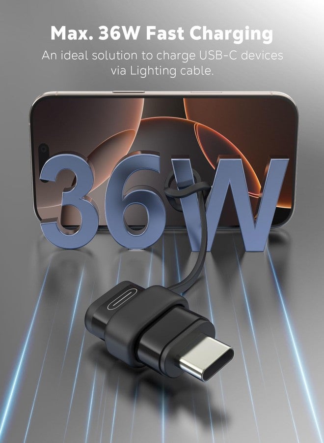 MoKo 36W Lightning to USB C Adapter for iPhone 17 Air 16 15 Pro Max Plus Galaxy,iPad -NOT for EarPods/Headphones/OTG, 4Pack USB-C to Lightning Adapter ONLY for Fast Charging/Data Sync, Black - Image 3