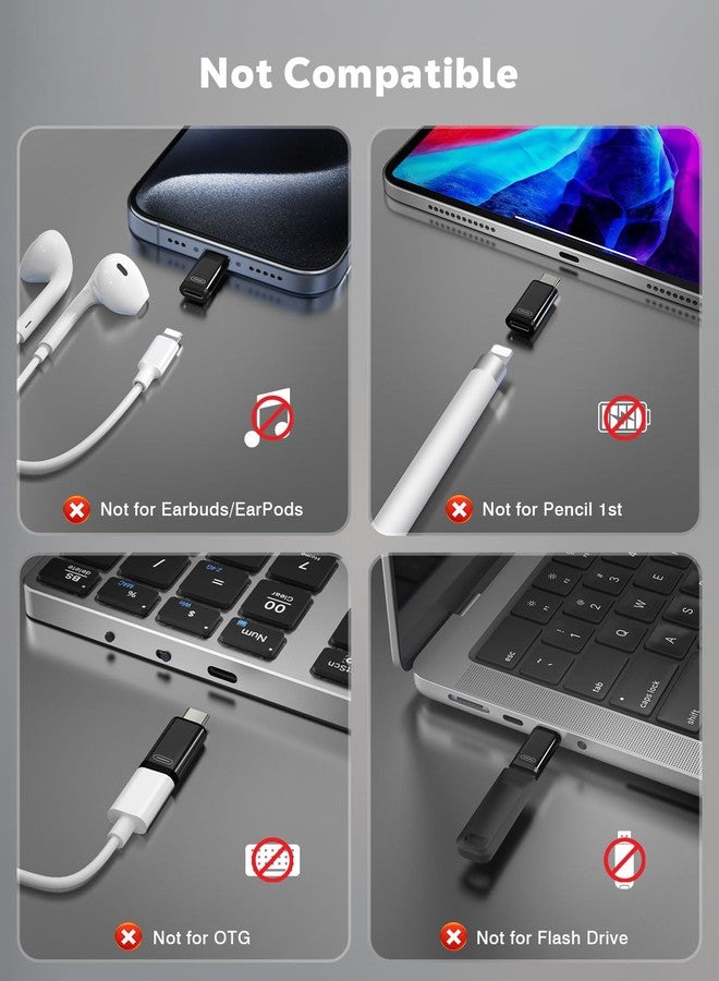 MoKo 36W Lightning to USB C Adapter for iPhone 17 Air 16 15 Pro Max Plus Galaxy,iPad -NOT for EarPods/Headphones/OTG, 4Pack USB-C to Lightning Adapter ONLY for Fast Charging/Data Sync, Black - Image 2