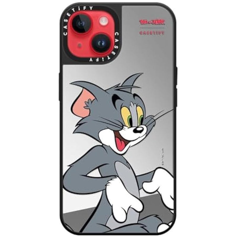Casetify Mirror Case for iPhone 14 【Tom and Jerry Colab/Reflective / 4.9ft Drop Protection/Compatible with Magsafe】 - Tom Character - Silver on Black - Image 5