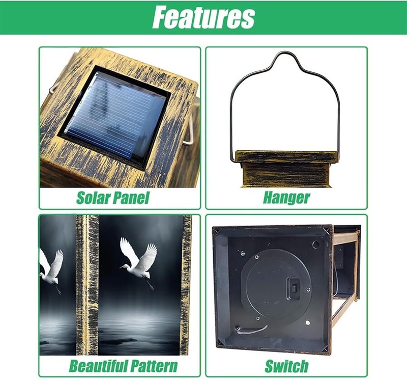 فانوس شمسي طائر مالك الحزين حديقة ساحلية ضوء معلق في الهواء الطلق مقاوم للماء ارتفاع 13.5 بوصة - Image 4