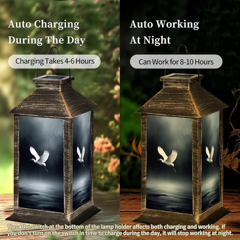 فانوس شمسي طائر مالك الحزين حديقة ساحلية ضوء معلق في الهواء الطلق مقاوم للماء ارتفاع 13.5 بوصة - Image 5