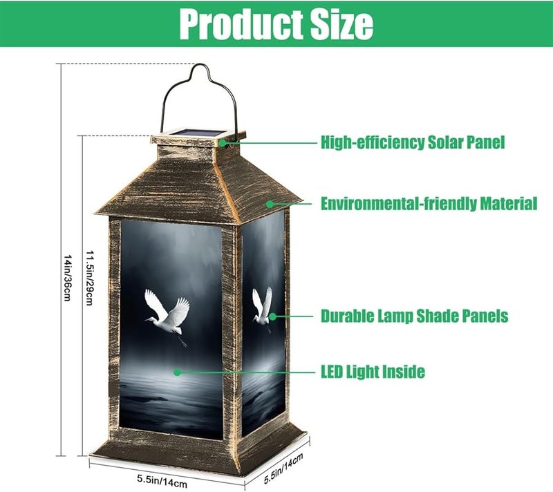 فانوس شمسي طائر مالك الحزين حديقة ساحلية ضوء معلق في الهواء الطلق مقاوم للماء ارتفاع 13.5 بوصة - Image 3