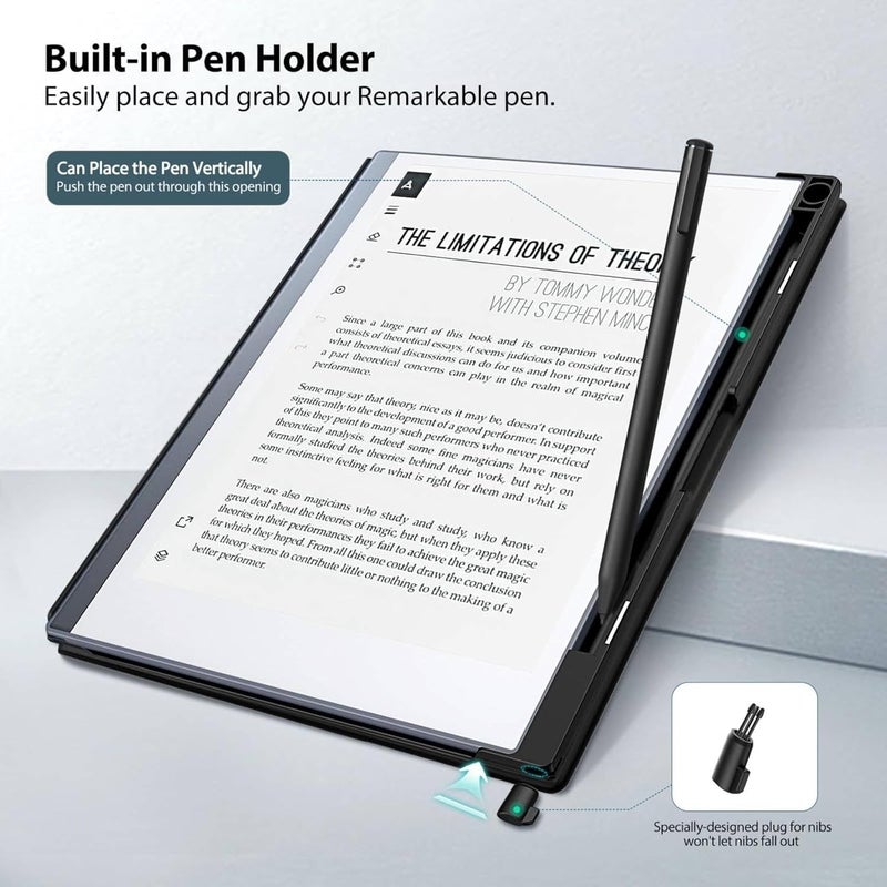 Vurtboly Case Compatible for Remarkable 2 Tablet, Slim Lightweight Stand Hard Back Shell Protective Cover with Pen Holder Compatible with Remarkable 2 Paper Tablet 10.3" 2020 Released (Black) - Image 3