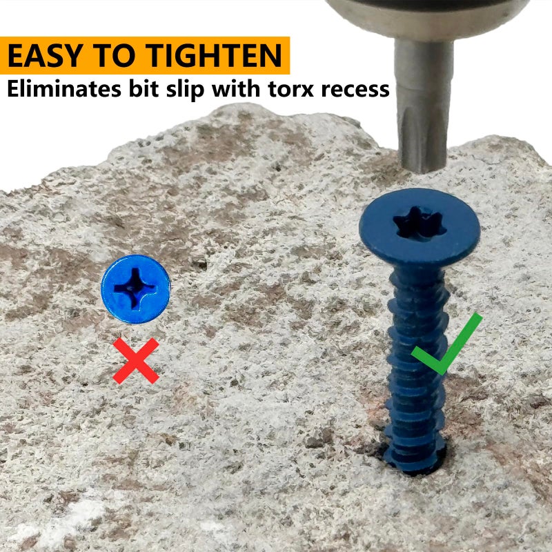 Allkeen 3/16" x 1-1/4" Concrete Screws, Anchoring to Masonry, Brick, Block, Cement or Stucco, 30PCS - Image 2
