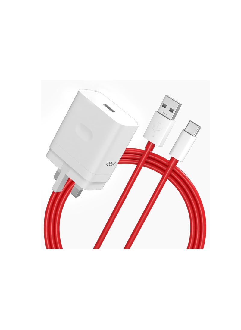 Generic - Compatible for Oneplus 14 13 12 12R 11 10 Pro Charger, Super Wall Block for One Plus 9 Pro 10T 13R 10R 8T 8 7T 7 9R Pad Open Nord 3 4 CE N20 N10 N30 Fast Charging 3.3ft Cable - Image 1