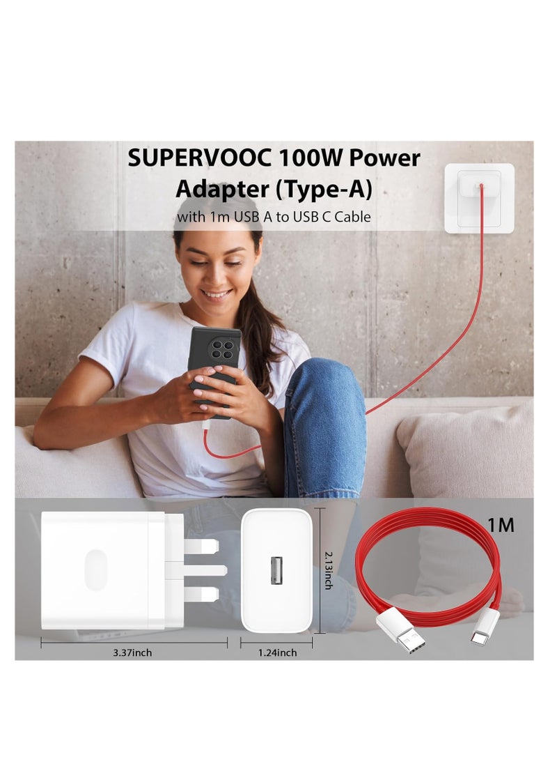 Generic - Compatible for Oneplus 14 13 12 12R 11 10 Pro Charger, Super Wall Block for One Plus 9 Pro 10T 13R 10R 8T 8 7T 7 9R Pad Open Nord 3 4 CE N20 N10 N30 Fast Charging 3.3ft Cable - Image 1