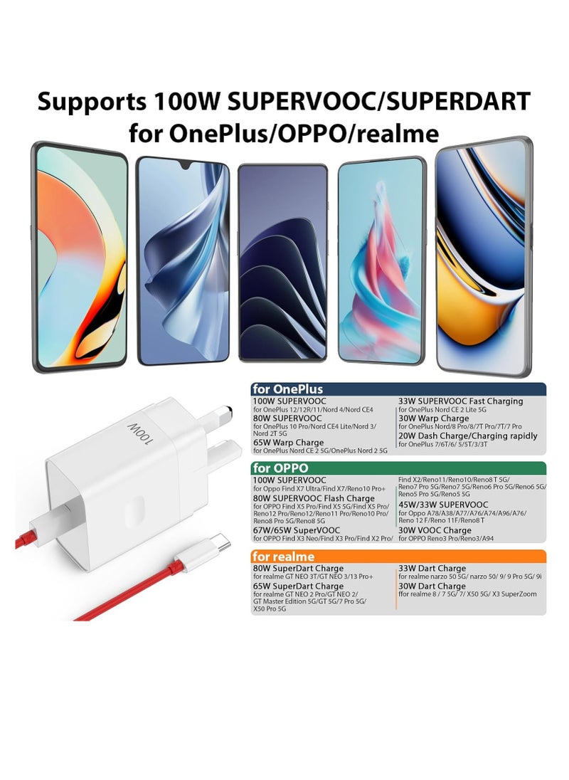 Generic - Compatible for Oneplus 14 13 12 12R 11 10 Pro Charger, Super Wall Block for One Plus 9 Pro 10T 13R 10R 8T 8 7T 7 9R Pad Open Nord 3 4 CE N20 N10 N30 Fast Charging 3.3ft Cable - Image 1