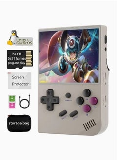 RG35XX Retro Handheld Game Console 3.5-inch IPS 640*480 Screen Linux System with a 64G Card Pre-Loaded 5000+ Games Supports HDMI and TV Output With Bag(Vintage Grey)
