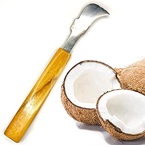 ANNAM Traditions Coconut Splitter – Manual Coconut Grater, Slicer & Scraper Tool with Premium Wooden Handle for Removing Coconut Flesh | Stainless Steel Kitchen Tool - Image 2