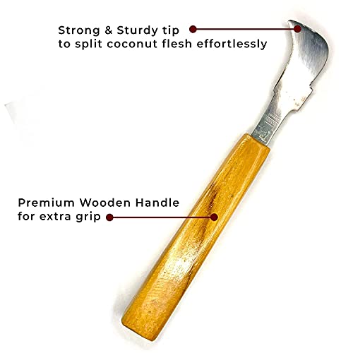 ANNAM Traditions Coconut Splitter – Manual Coconut Grater, Slicer & Scraper Tool with Premium Wooden Handle for Removing Coconut Flesh | Stainless Steel Kitchen Tool - Image 4
