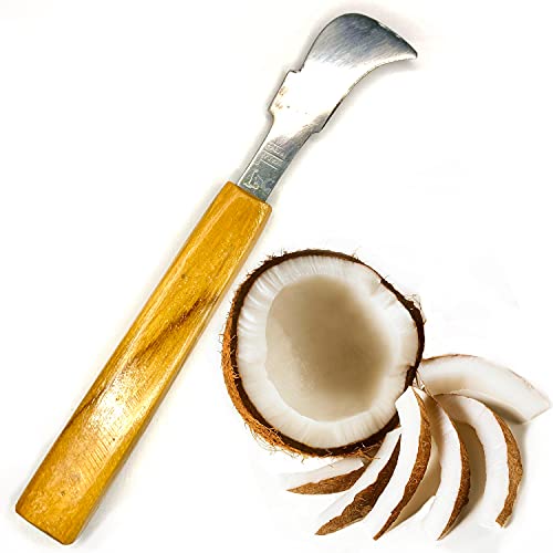 ANNAM Traditions Coconut Splitter – Manual Coconut Grater, Slicer & Scraper Tool with Premium Wooden Handle for Removing Coconut Flesh | Stainless Steel Kitchen Tool - Image 1