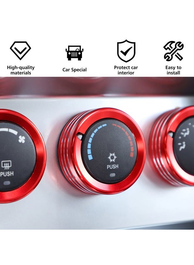 Jimen for 2007-2012 Dodge Nitro, for 2007-2012 Jeep Liberty, Air Conditioner Button Trim Cover Ring (Red) - Image 3
