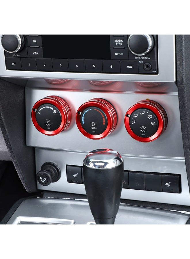 Jimen for 2007-2012 Dodge Nitro, for 2007-2012 Jeep Liberty, Air Conditioner Button Trim Cover Ring (Red) - Image 4