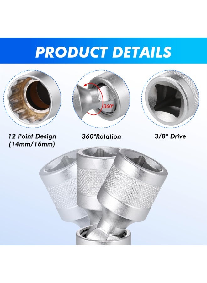 Spark Plug Socket Set, [14mm] Magnetic Rotating Spark Plug Socket, Automotive Parts Thin-Walled 3/8-Inch Drive Spark Plug Socket Disassembly Tool, 12 Point, 360 Degree Rotation, Compatible With Motorcycles - Image 4