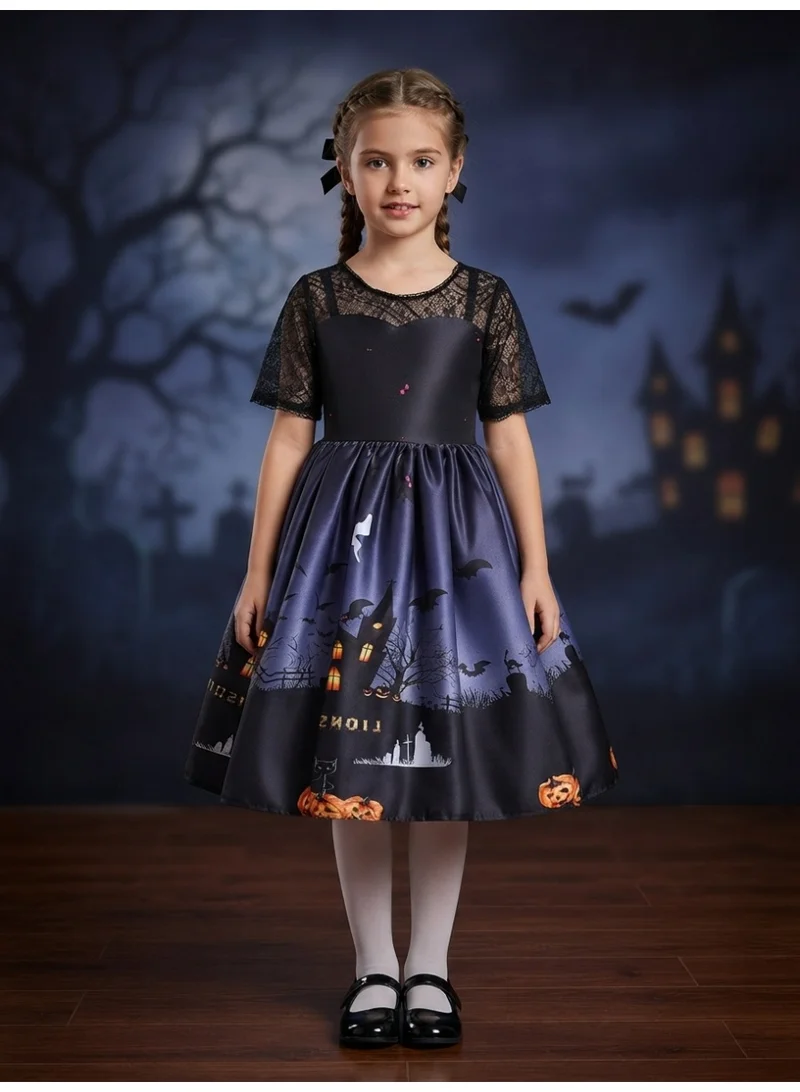D'daniela Halloween Pumpkin Print Dress  - Black