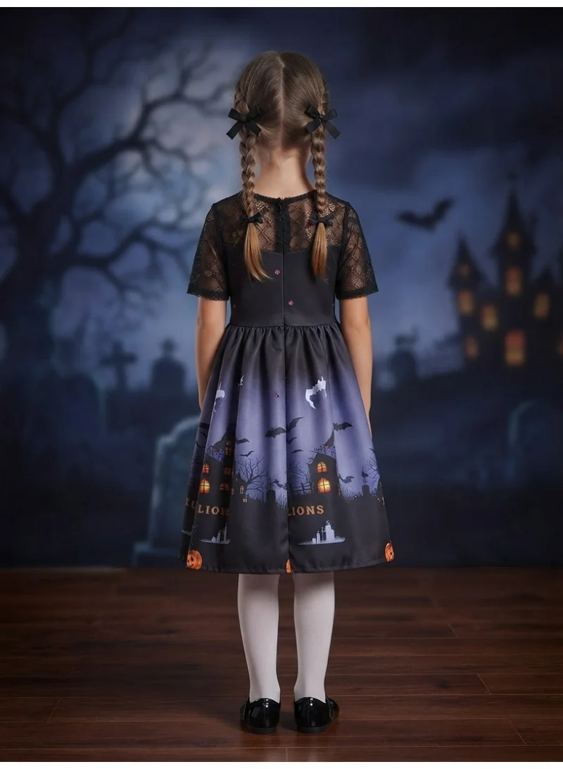 D'daniela Halloween Pumpkin Print Dress  - Black