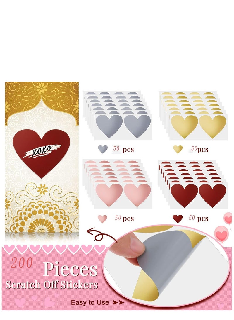 SYOSI 200 Pieces Heart Scratch Off Stickers Self Adhesive Peel and Stick Labels 3 Inches Small Stickers DIY Scratch Off Cards for Wedding Invitations Baby Showers - Image 3