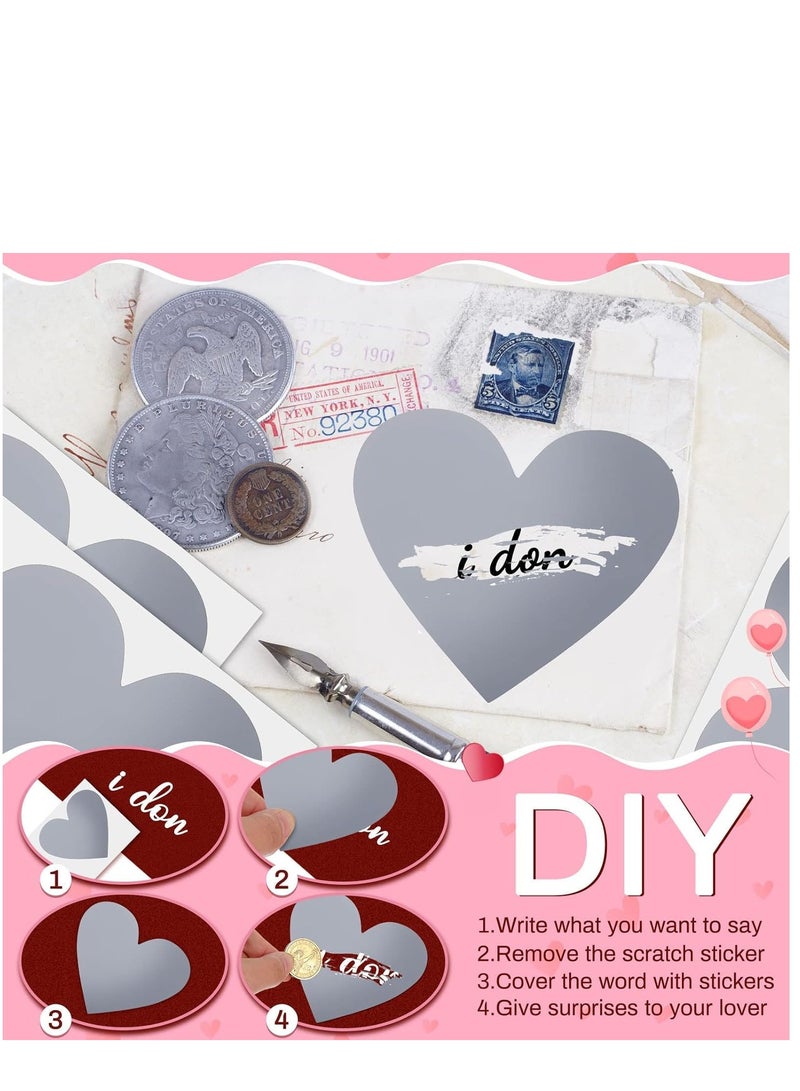 SYOSI 200 Pieces Heart Scratch Off Stickers Self Adhesive Peel and Stick Labels 3 Inches Small Stickers DIY Scratch Off Cards for Wedding Invitations Baby Showers - Image 5