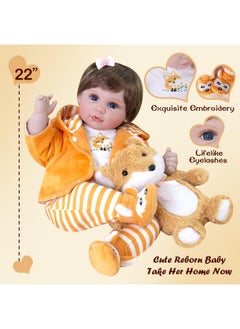 Aori Aori Lifelike Baby Dolls Real Life Baby Doll 22 inch Realistic Reborn Baby Girl with Soft Body,Coming with Feeding Accessories for Girls  - Image 5