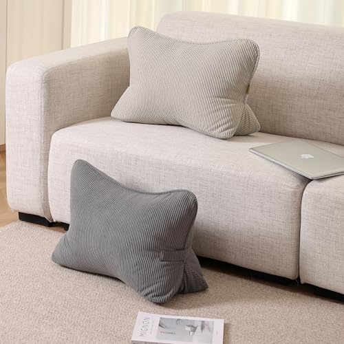 Ailuteie Pat Pend Corduroy Lumbar Support Back Pillow for Watching TV Reading Gaming Ergonomic Triangle Support Cushion for Sofa Armchair Bed Sitting Removable Washable Cover Beige Gray - Image 3