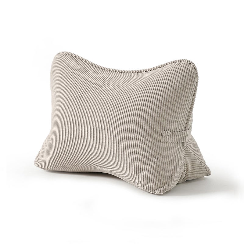 Ailuteie Pat Pend Corduroy Lumbar Support Back Pillow for Watching TV Reading Gaming Ergonomic Triangle Support Cushion for Sofa Armchair Bed Sitting Removable Washable Cover Beige Gray - Image 2