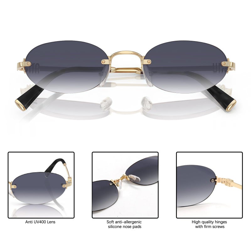 TYA Retro Small Oval Sunglasses for Women Men, 2026 Trendy Rimless Sun Glasses Fashion Narrow Shades Y2K Designer Sunnies - Image 5